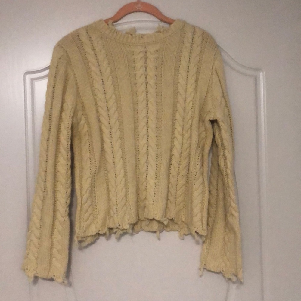 Cream distressed sweater